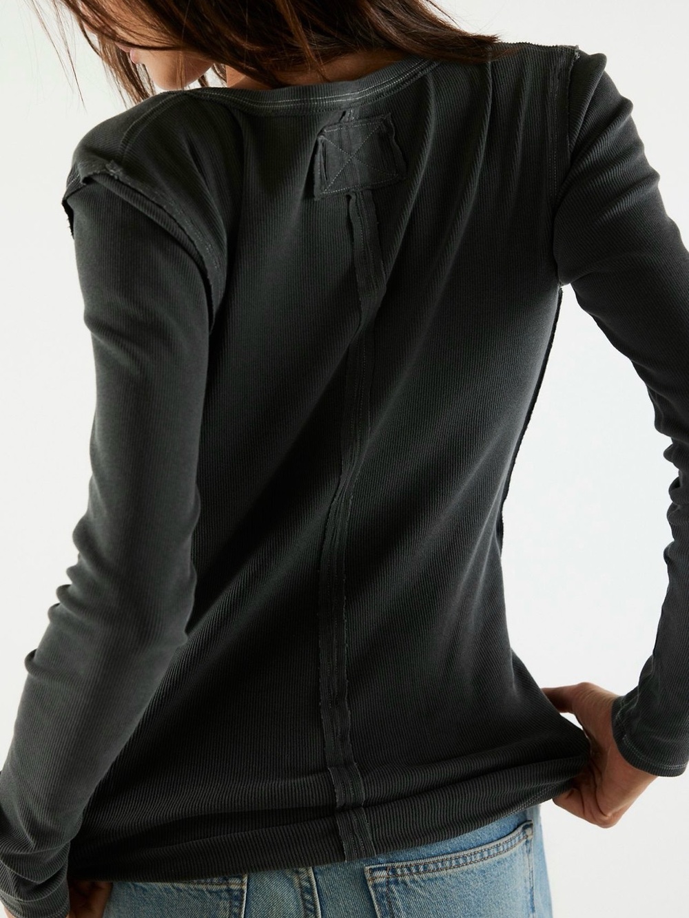 We the free Jamie Henley long sleeve in washed black XS - Picture 2 of 7